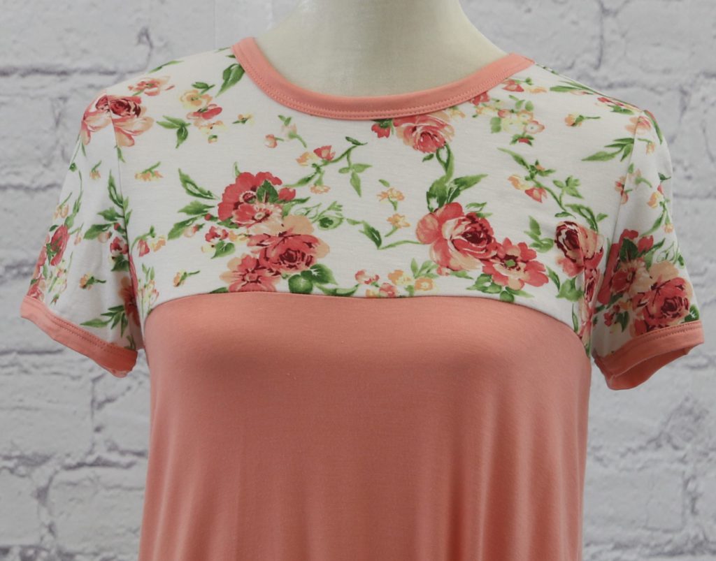 Floral and solid twisted bottom with cap sleeve Ivy and Pearl Boutique