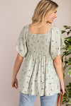 Floral babydoll smocked ruffle sleeve blouse  Ivy and Pearl Boutique