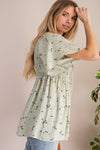 Floral babydoll smocked ruffle sleeve blouse  Ivy and Pearl Boutique