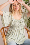 Floral babydoll smocked ruffle sleeve blouse  Ivy and Pearl Boutique