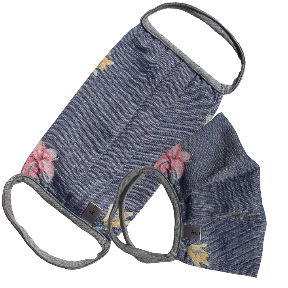 Flowers on denim face mask Ivy and Pearl Boutique