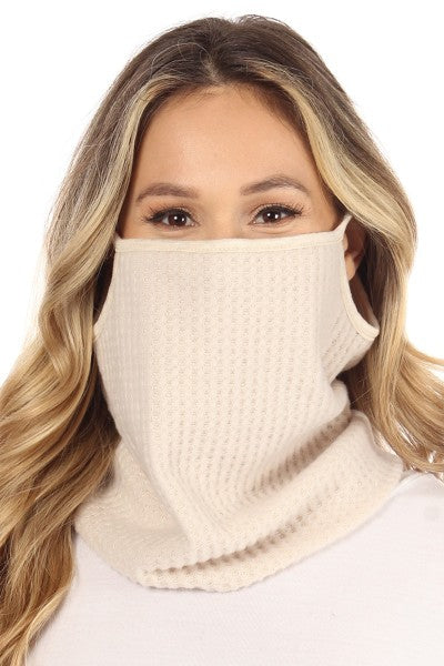 Full face mask with waffle brushed fabric and ear loops  Ivy and Pearl Boutique Black