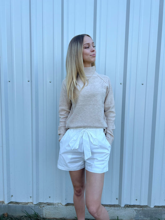 Be Cool Mock neck pullover sweater top  Ivy and Pearl Boutique Oatmeal M/L