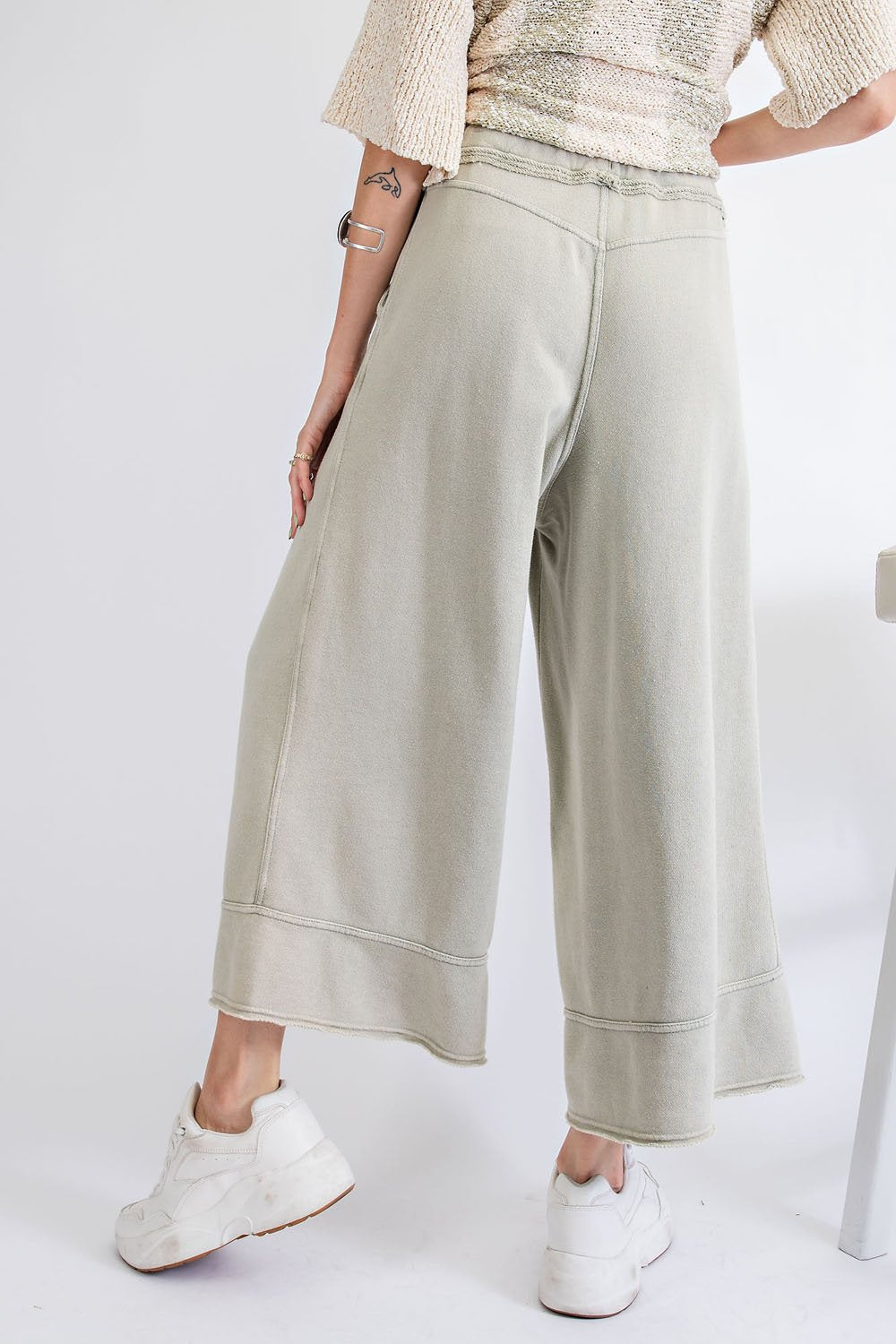 Garment Dye Terry Knit Bottom with Frayed Hems Ivy and Pearl Boutique