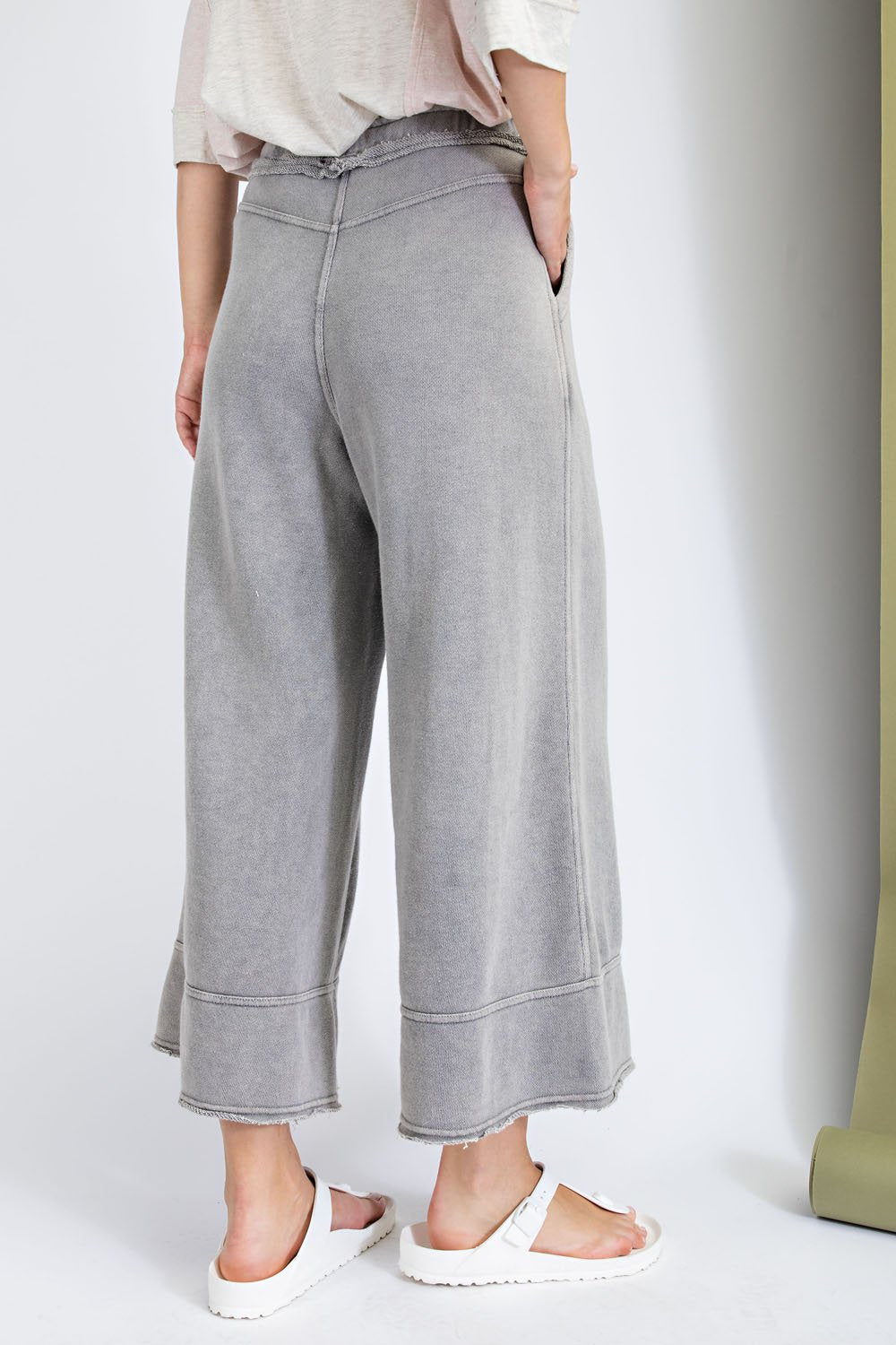 Garment Dye Terry Knit Bottom with Frayed Hems Ivy and Pearl Boutique