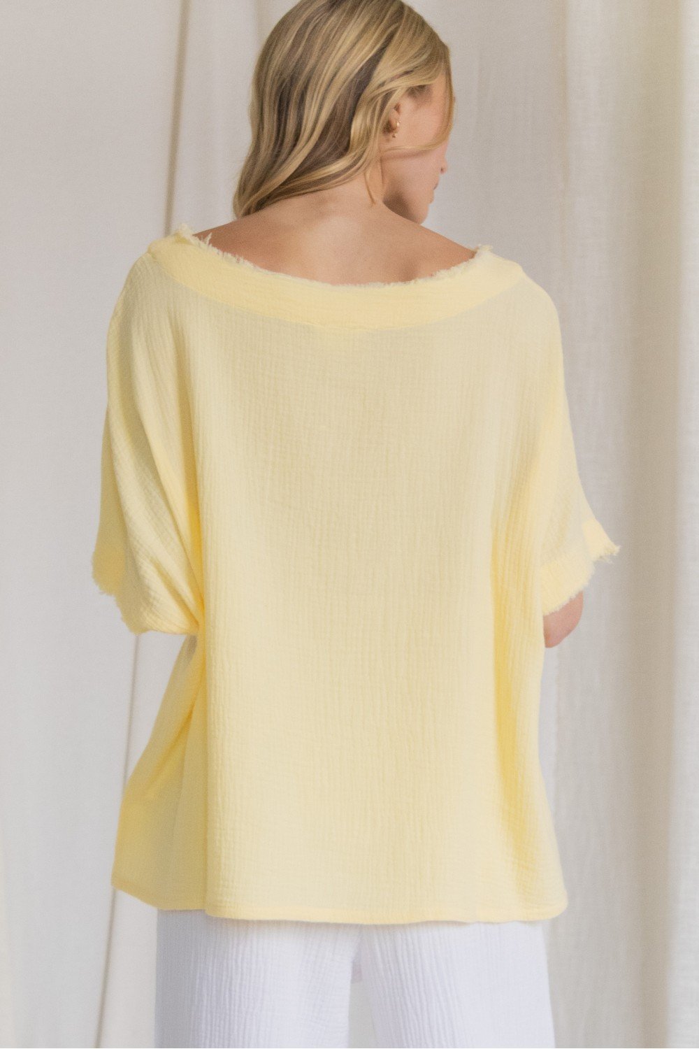 Gauze raw edge poncho top Ivy and Pearl Boutique