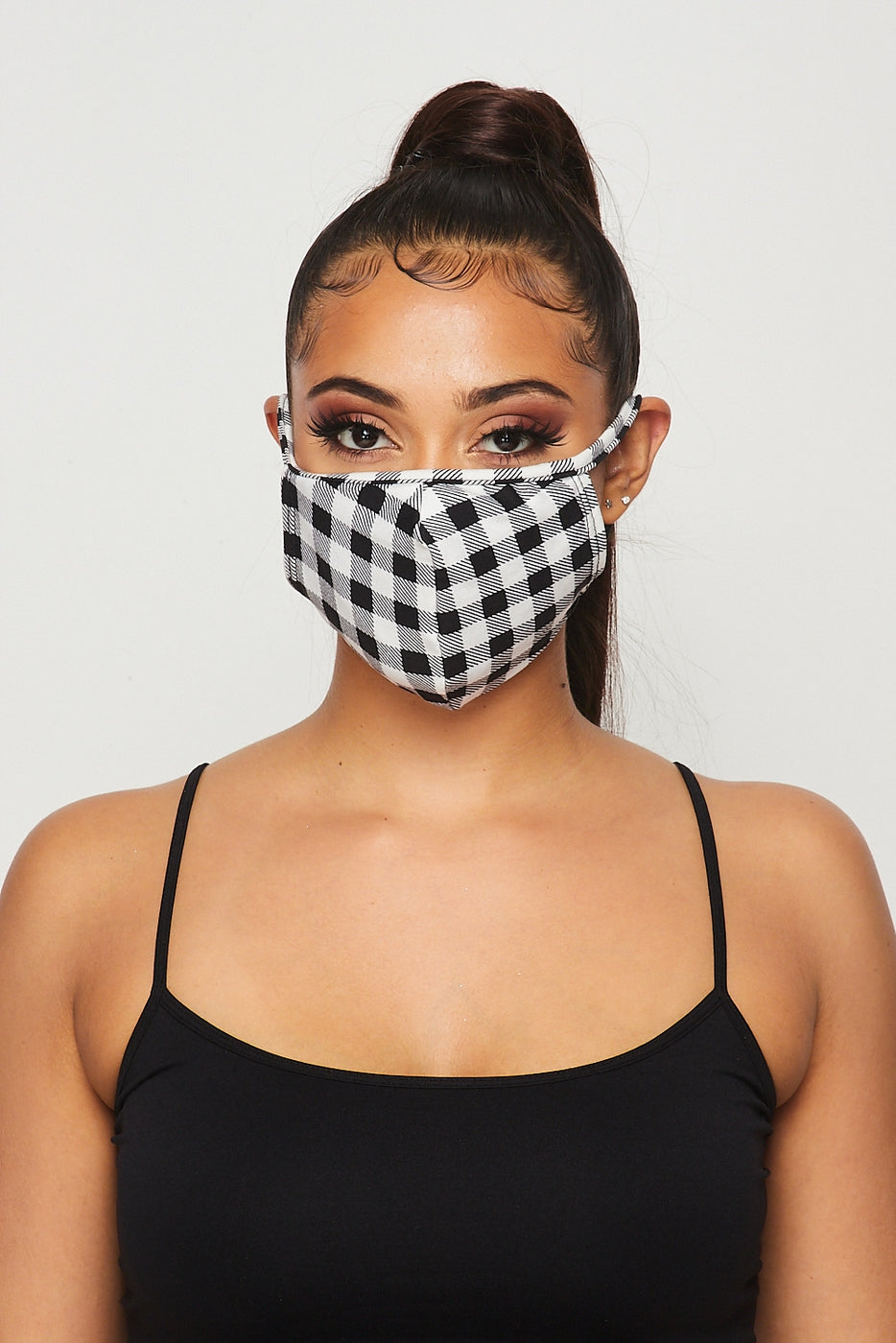 Gingham Face Mask - Double-Layered with Filter Insert pocket Ivy and Pearl Boutique