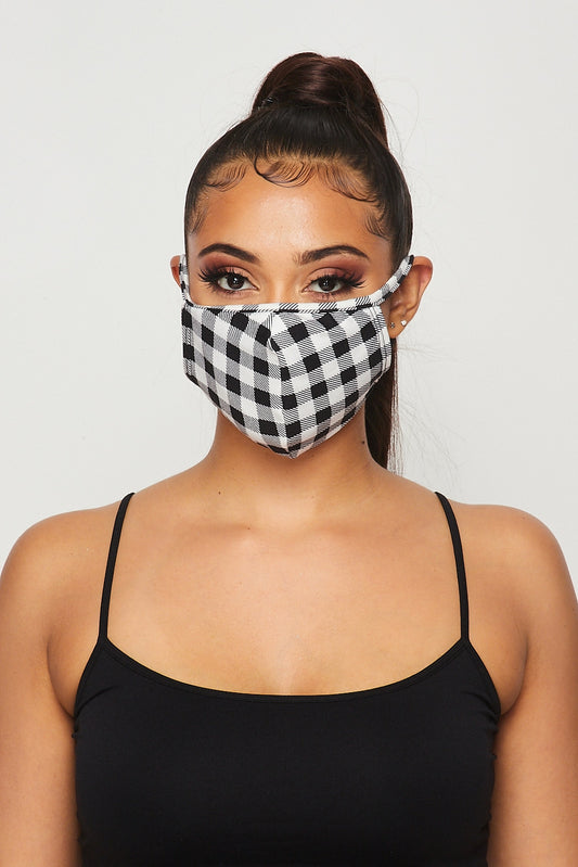 Gingham Face Mask - Double-Layered with Filter Insert pocket  Ivy and Pearl Boutique