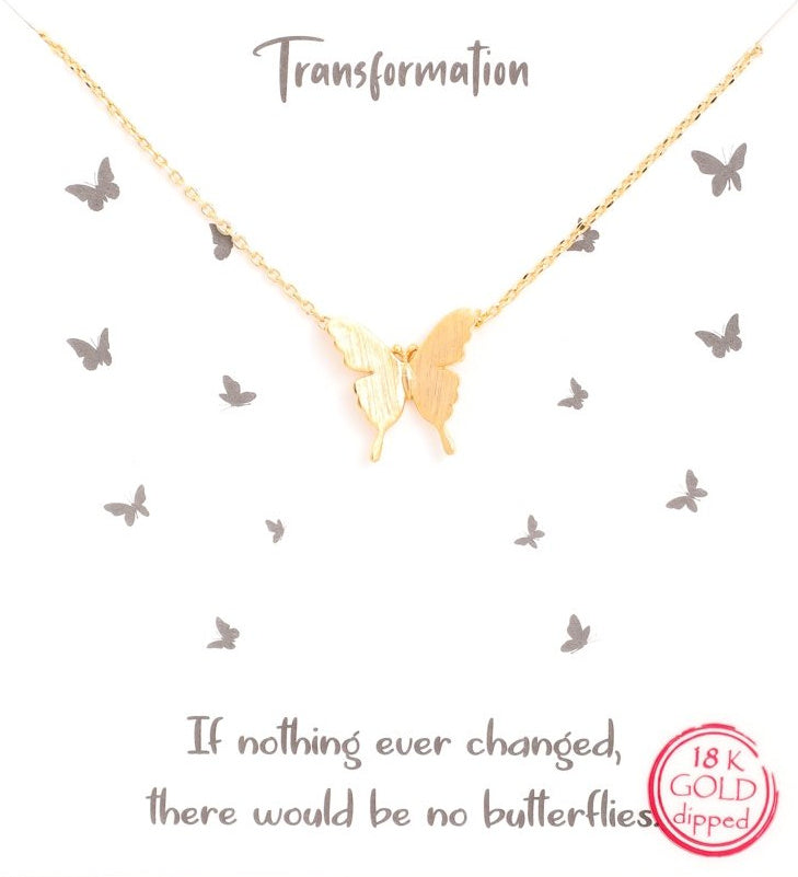 Gold/Rhodium dipped butterfly pendant necklace Ivy and Pearl Boutique Gold