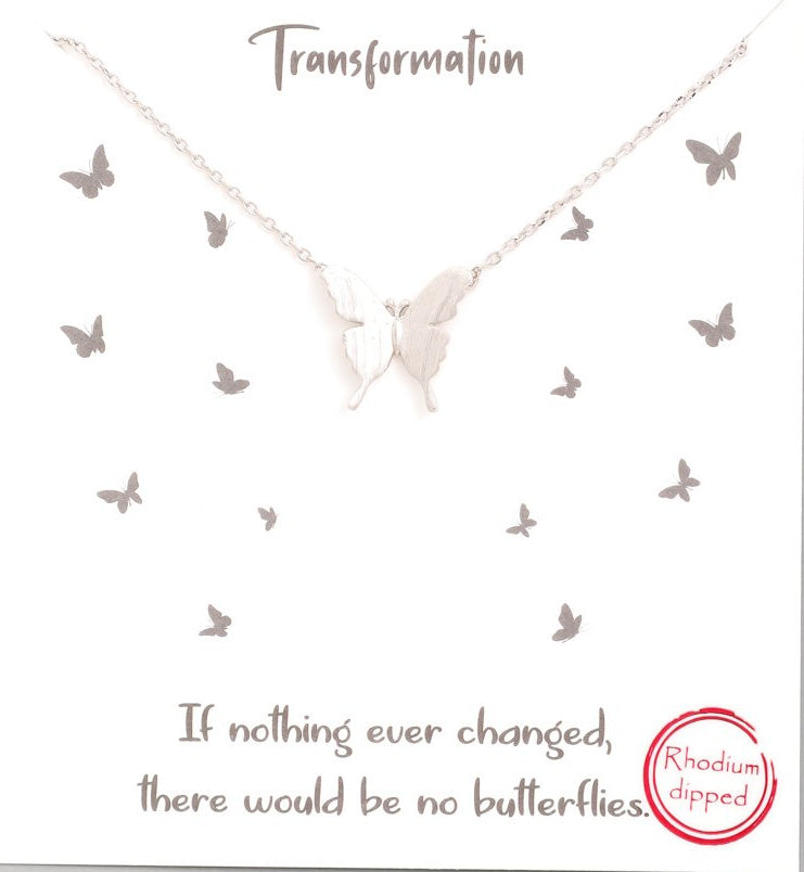 Gold/Rhodium dipped butterfly pendant necklace Ivy and Pearl Boutique Silver