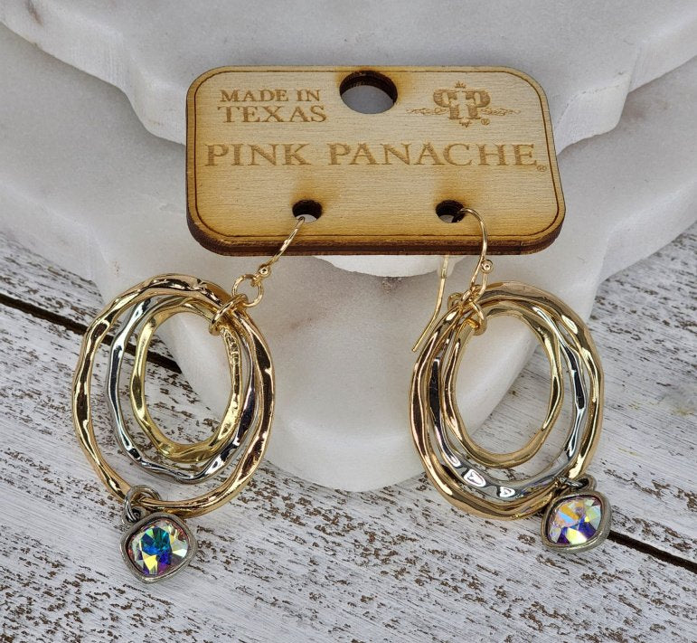 Gold/Silver with clear stone earrings Ivy and Pearl Boutique