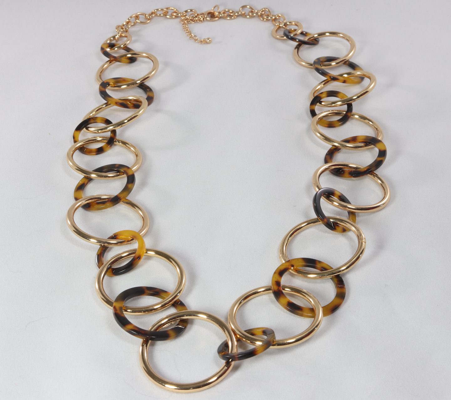 Gold and marbled tortoise-shell acetate ring necklace Ivy and Pearl Boutique