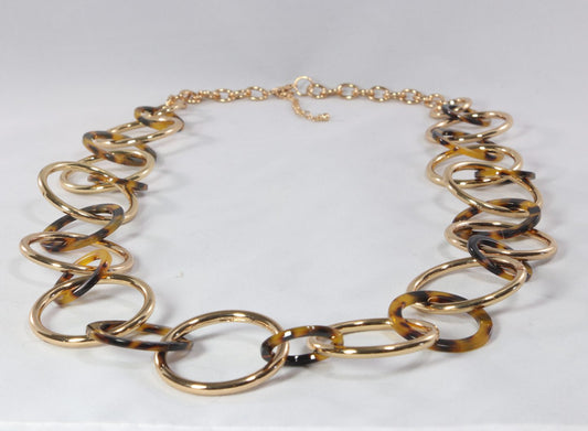 Gold and marbled tortoise-shell acetate ring necklace  Ivy and Pearl Boutique