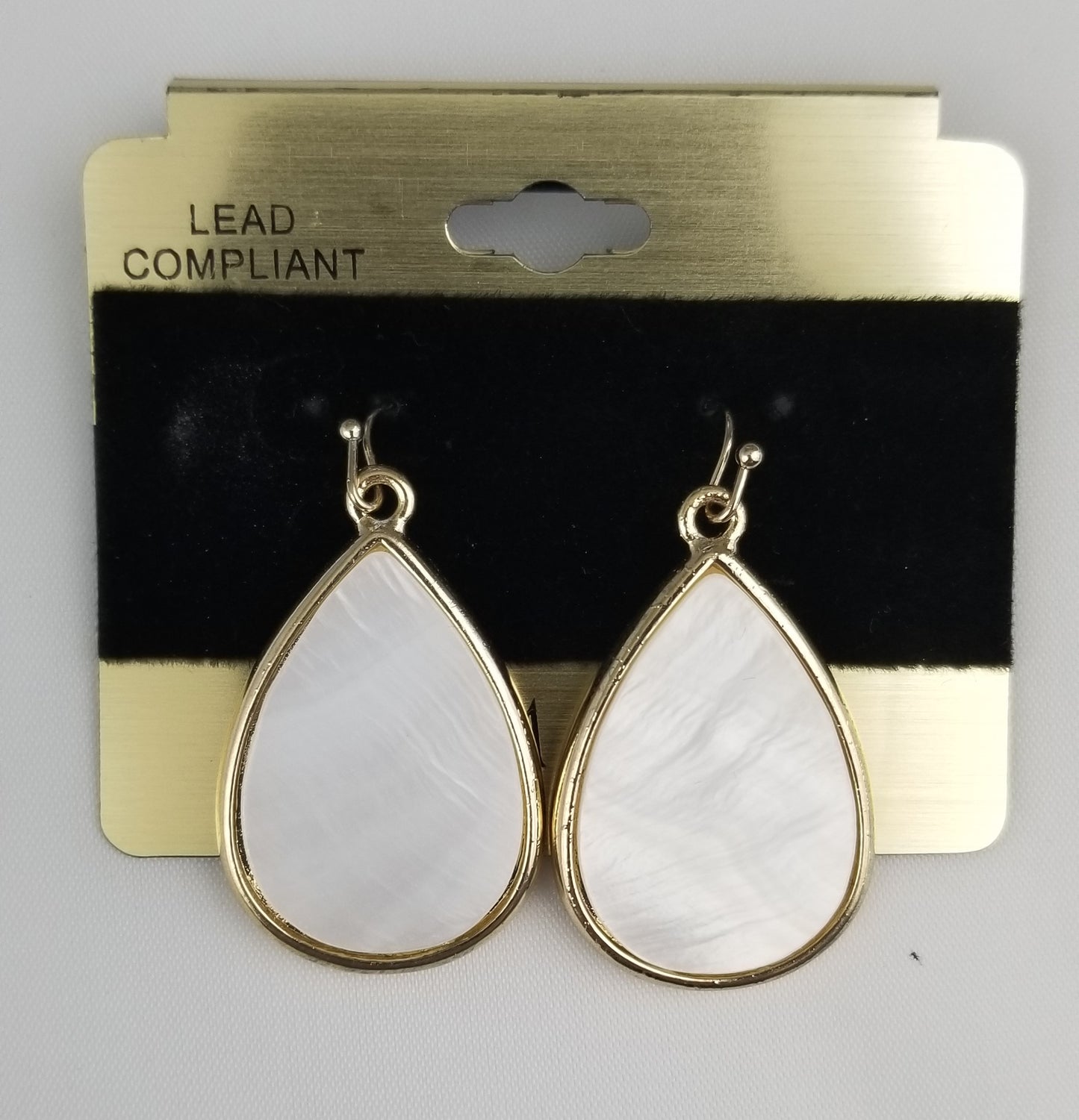 Golden teardrop faux-pearl stone earring Ivy and Pearl Boutique