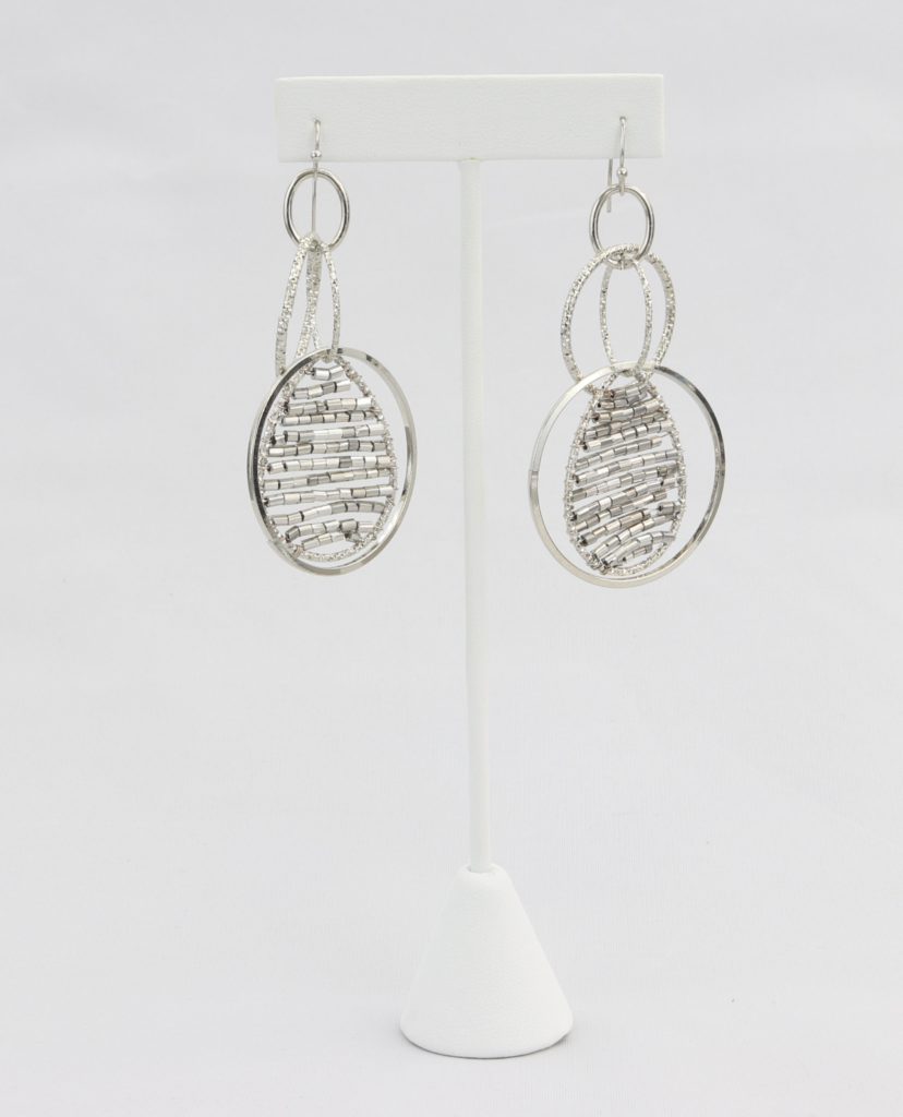 Dangle hoop earring with suspended beaded teardrop pendent Ivy and Pearl Boutique