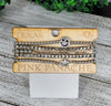 Happy Face silver bead and cubic zirconia 5-band elastic bracelet  Ivy and Pearl Boutique