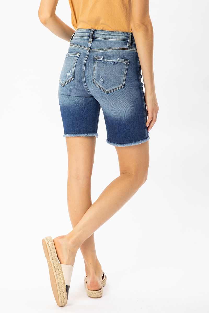 KanCan High Rise Button Down Skinny Bermuda Shorts Ivy and Pearl Boutique