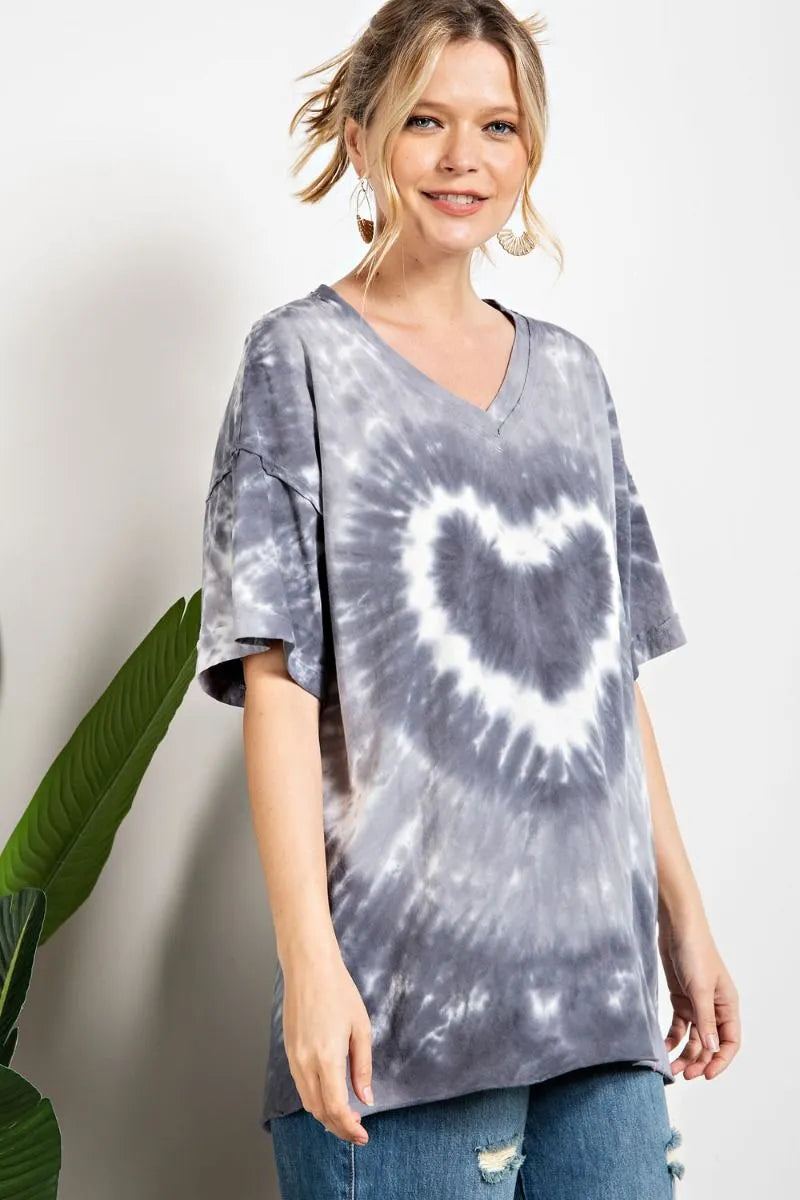 Heart tie dye washed boxy top  Ivy and Pearl Boutique
