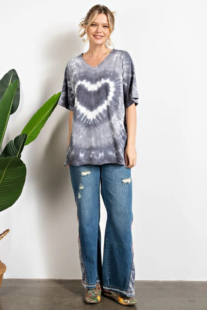 Heart tie dye washed boxy top  Ivy and Pearl Boutique