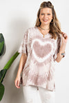 Heart tie dye washed boxy top  Ivy and Pearl Boutique Mushroom S