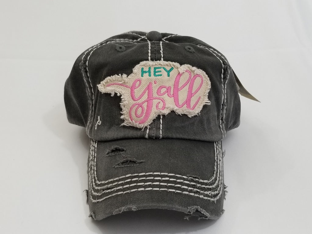 Hey Y'all washed vintage baseball cap Ivy and Pearl Boutique