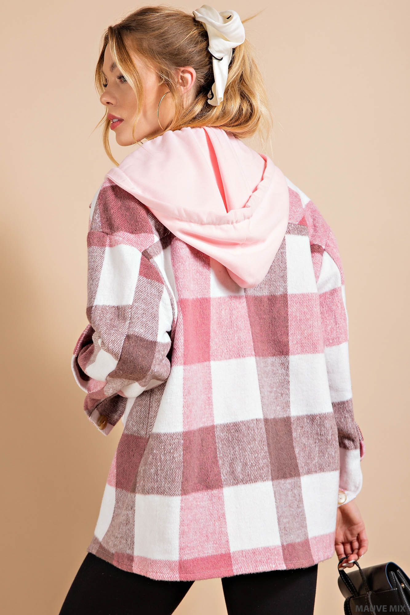 Hooded Plaid shirt jacket (shacket) Ivy and Pearl Boutique