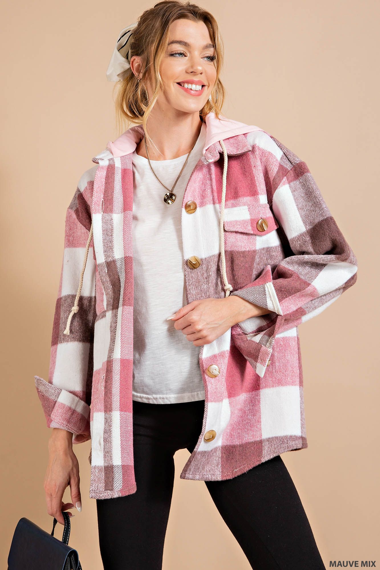 Hooded Plaid shirt jacket (shacket) Ivy and Pearl Boutique