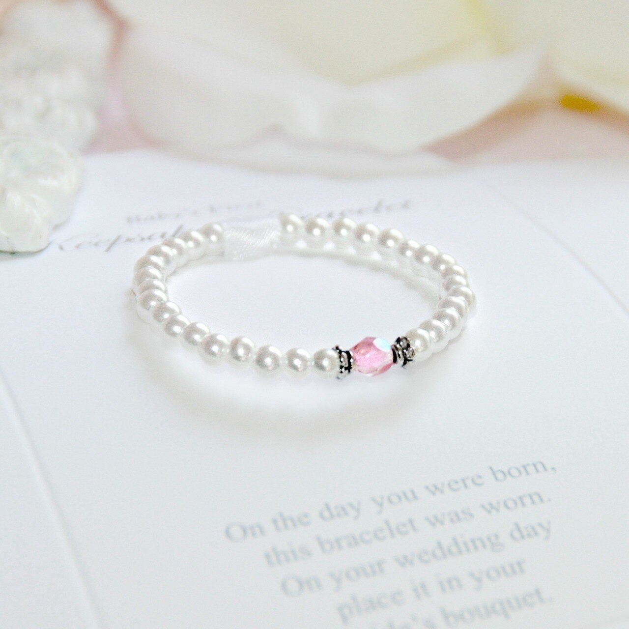 Baby's First Bracelet/Bride Keepsake Pearl, Gemstone, and Poem Ivy and Pearl Boutique