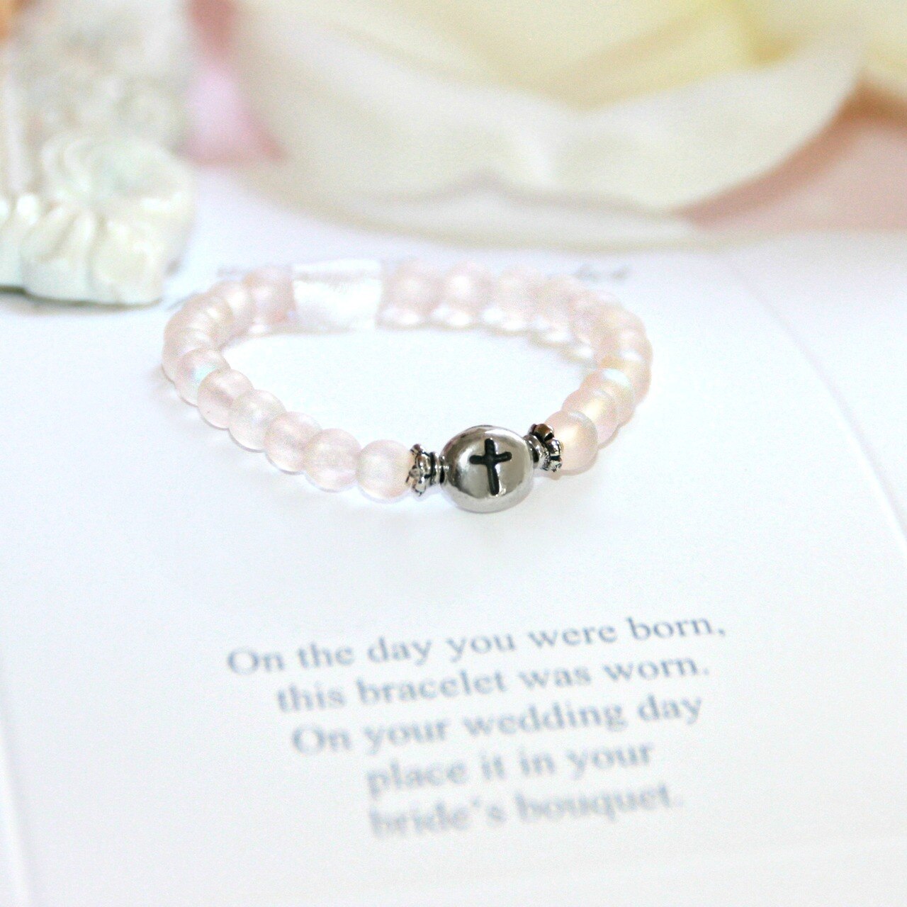 Baby's First Bracelet/Bride Keepsake with Poem - Pink tint for Girl Ivy and Pearl Boutique