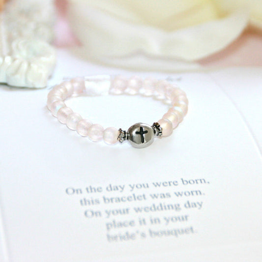 Baby's First Bracelet/Bride Keepsake with Poem - Pink tint for Girl  Ivy and Pearl Boutique