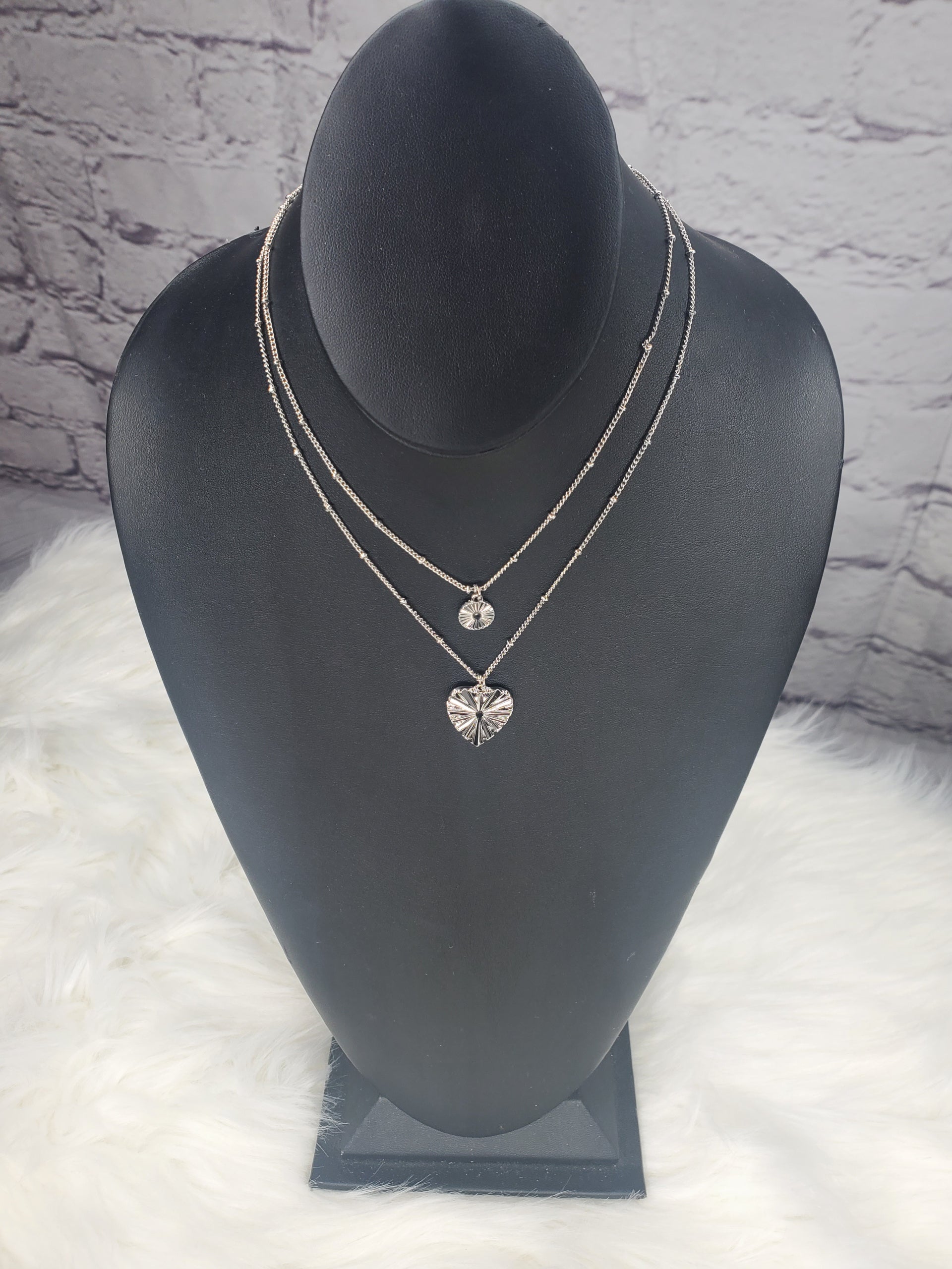 Influence heart and disc dainty layered necklace  Ivy and Pearl Boutique