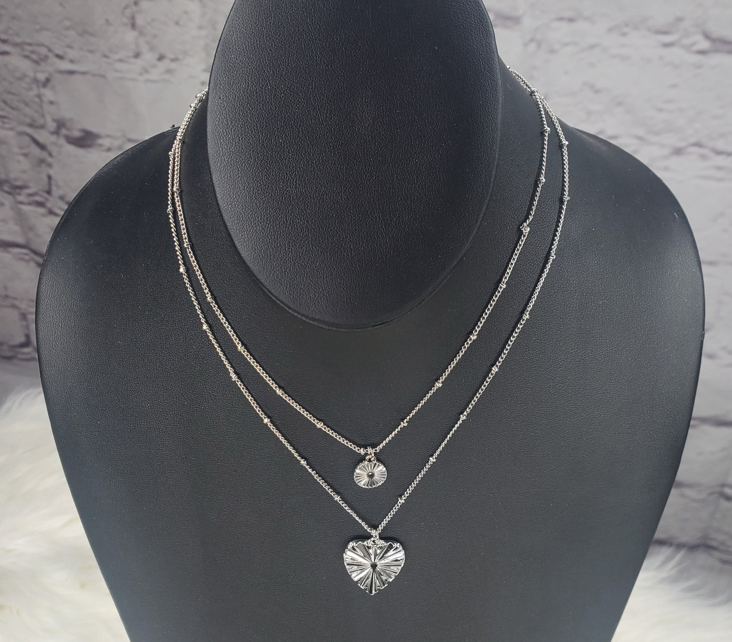 Influence heart and disc dainty layered necklace  Ivy and Pearl Boutique