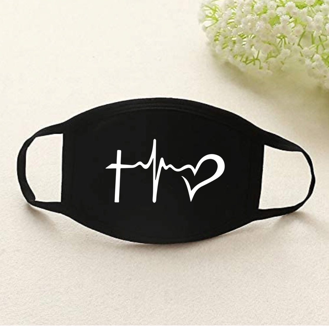 Faith, Hope, Love stretchy designer face mask Ivy and Pearl Boutique