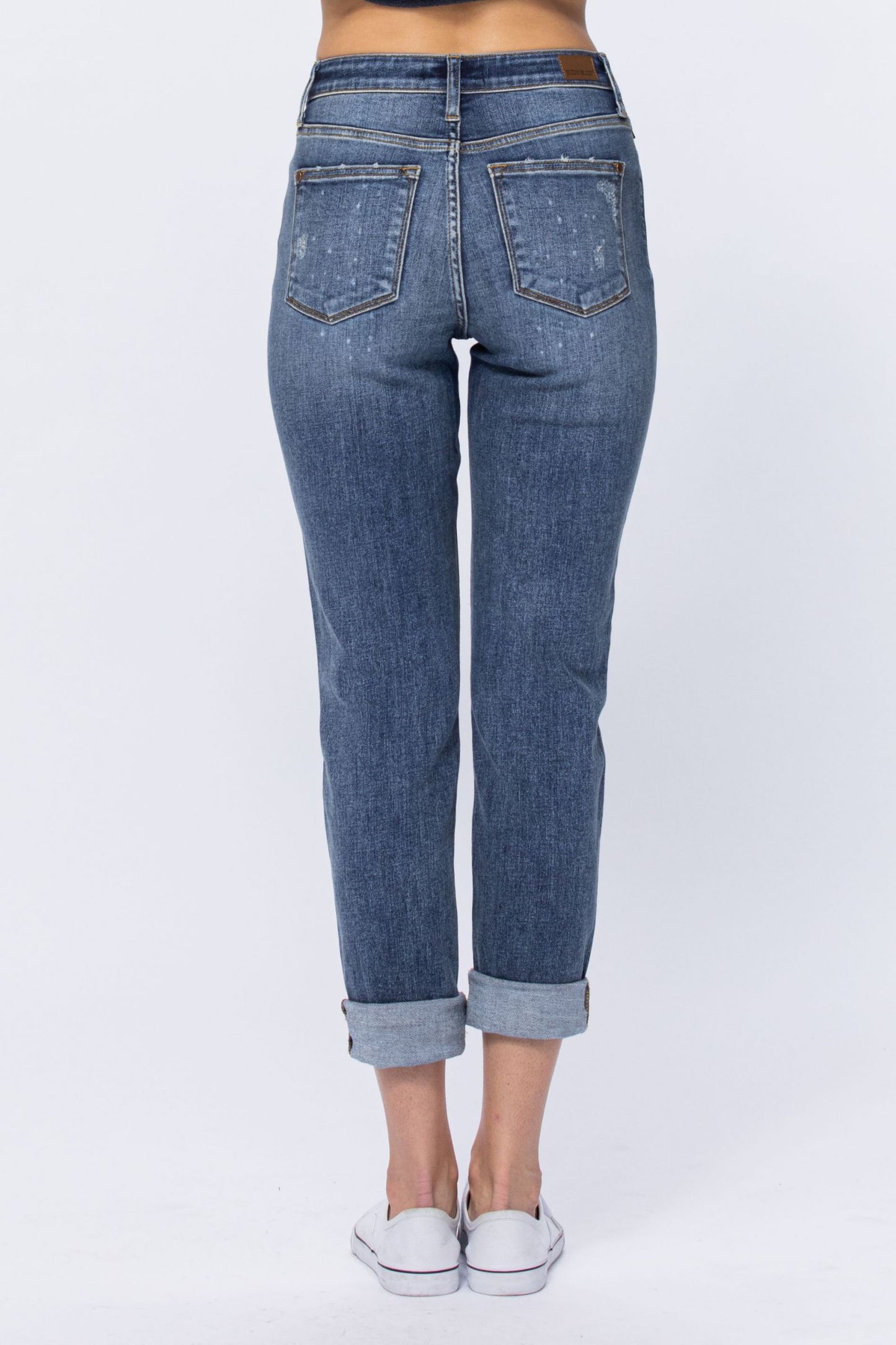 Judy Blue High Rise Bleach Splash Boyfriend jeans Ivy and Pearl Boutique
