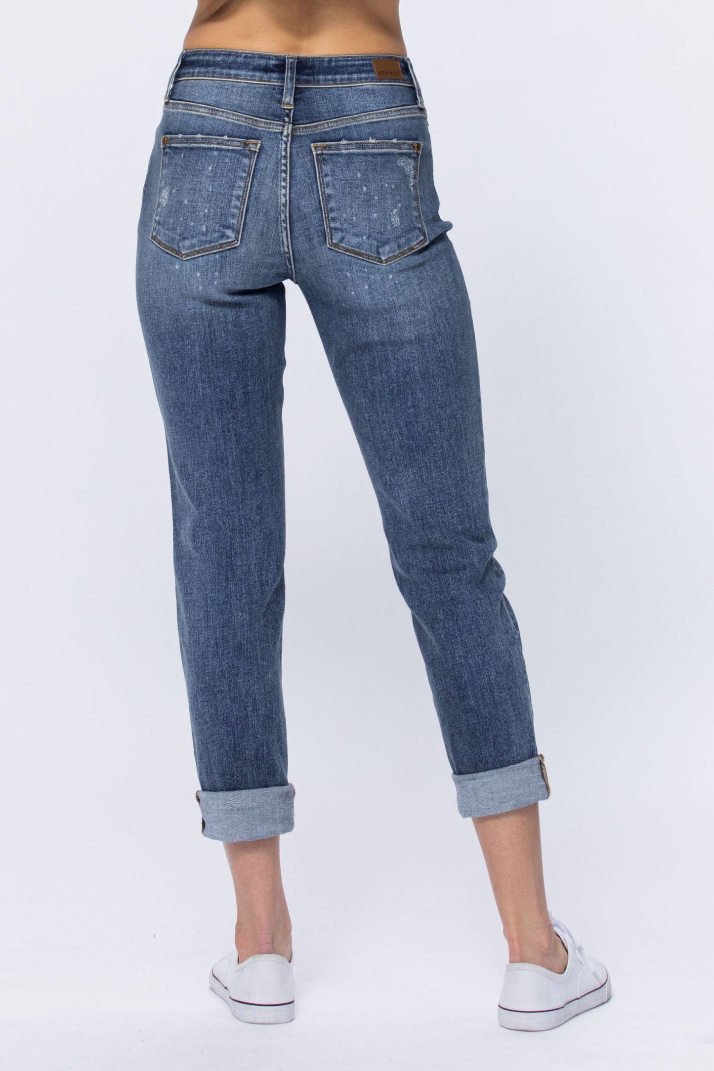 Judy Blue High Rise Bleach Splash Boyfriend jeans Ivy and Pearl Boutique