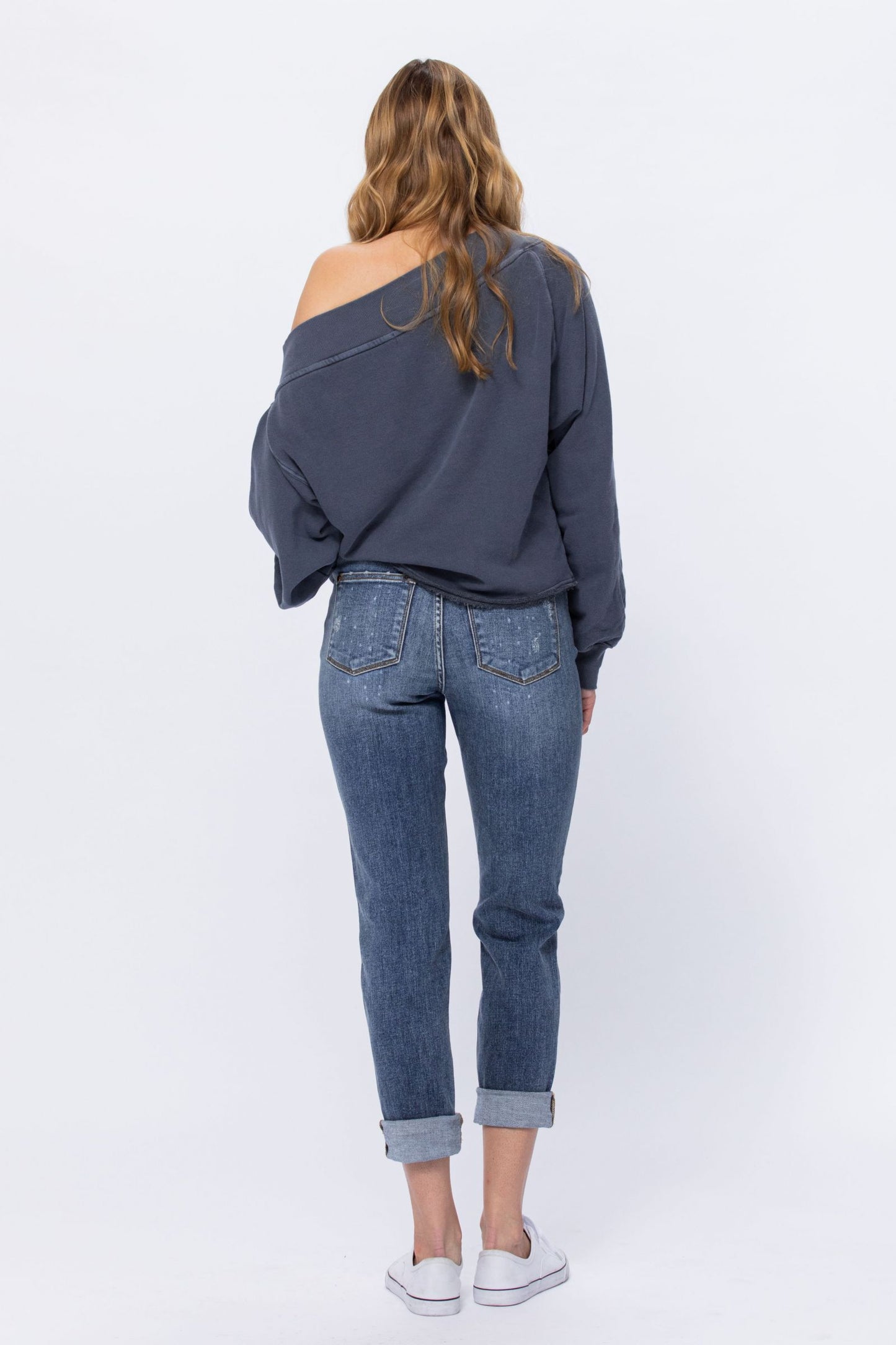 Judy Blue High Rise Bleach Splash Boyfriend jeans Ivy and Pearl Boutique