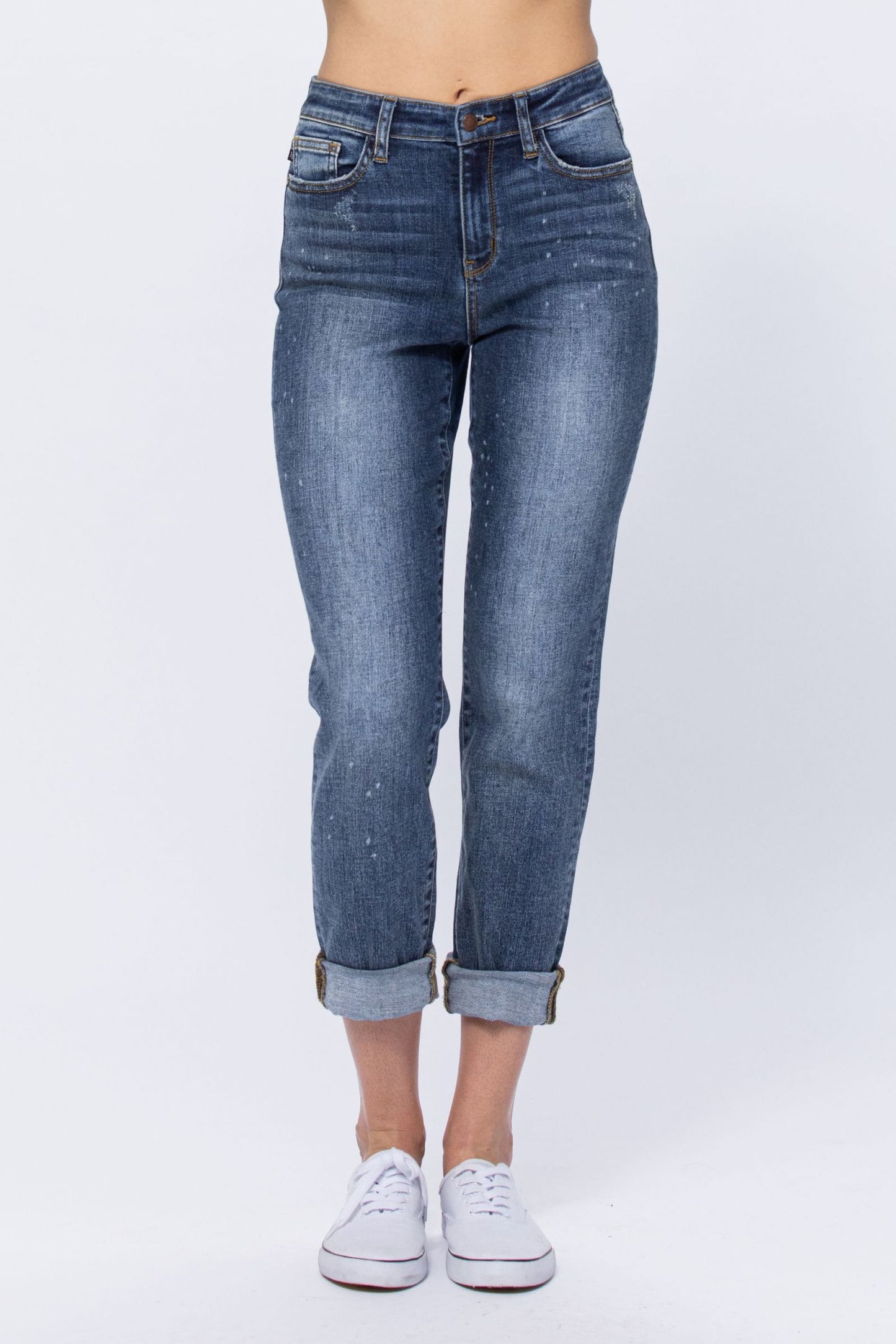 Judy Blue High Rise Bleach Splash Boyfriend jeans Ivy and Pearl Boutique