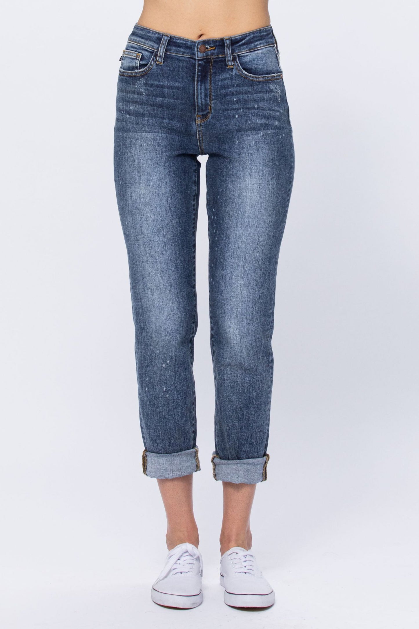 Judy Blue High Rise Bleach Splash Boyfriend jeans Ivy and Pearl Boutique