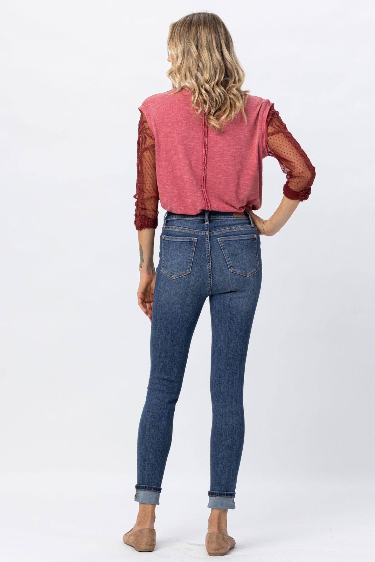 Judy Blue High Waist Cuffed/Uncuffed Tummy Control Skinny Jeans Ivy and Pearl Boutique