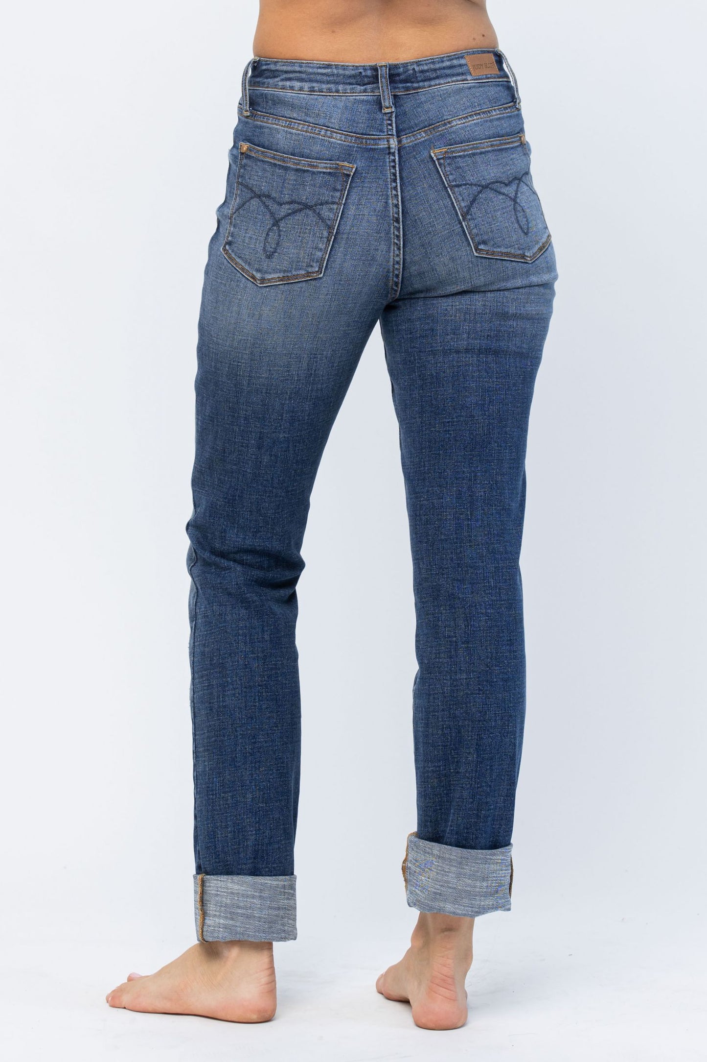 Judy Blue Jeans - Judy Blue high waist double cuff fray hem boyfriend jeans Ivy and Pearl Boutique