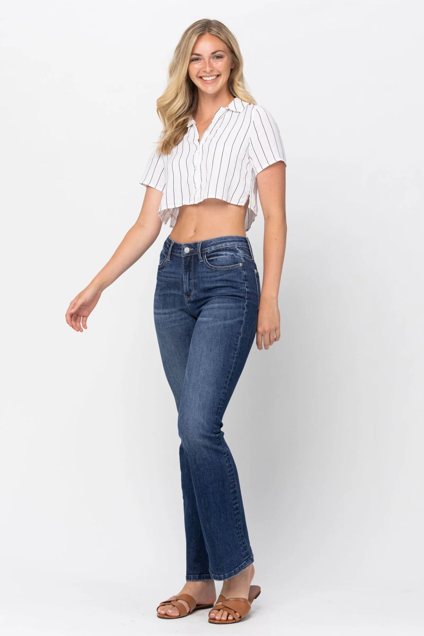 Judy Blue mid-rise classic non-distressed bootcut jeans Ivy and Pearl Boutique 1/25