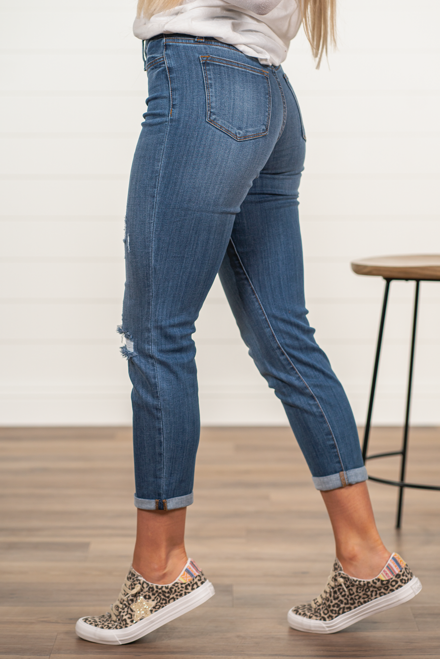 Judy Blue Mid Rise Pull On Destroyed Boyfriend Jegging Ivy and Pearl Boutique