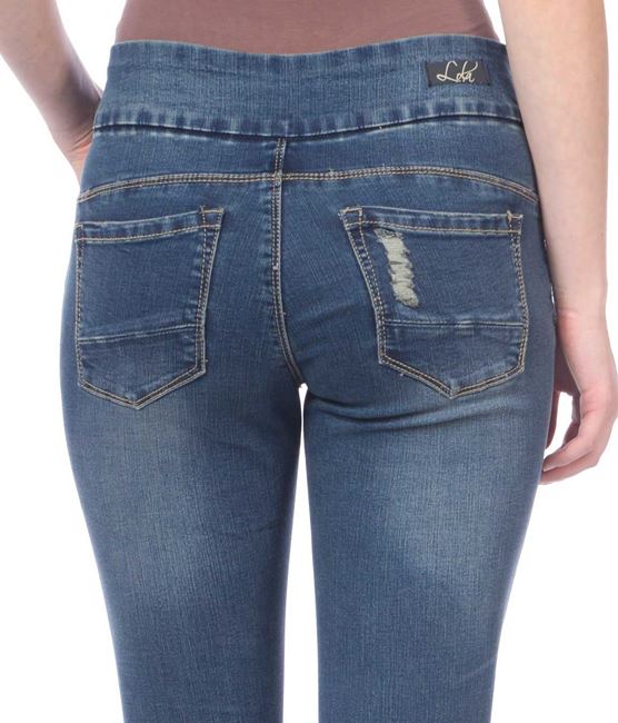 Julia Distressed Starry Night mid-rise pull on ankle jeans Ivy and Pearl Boutique