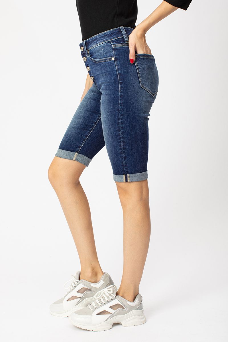 KanCan Karly High Rise Cuff Bermuda Shorts Ivy and Pearl Boutique