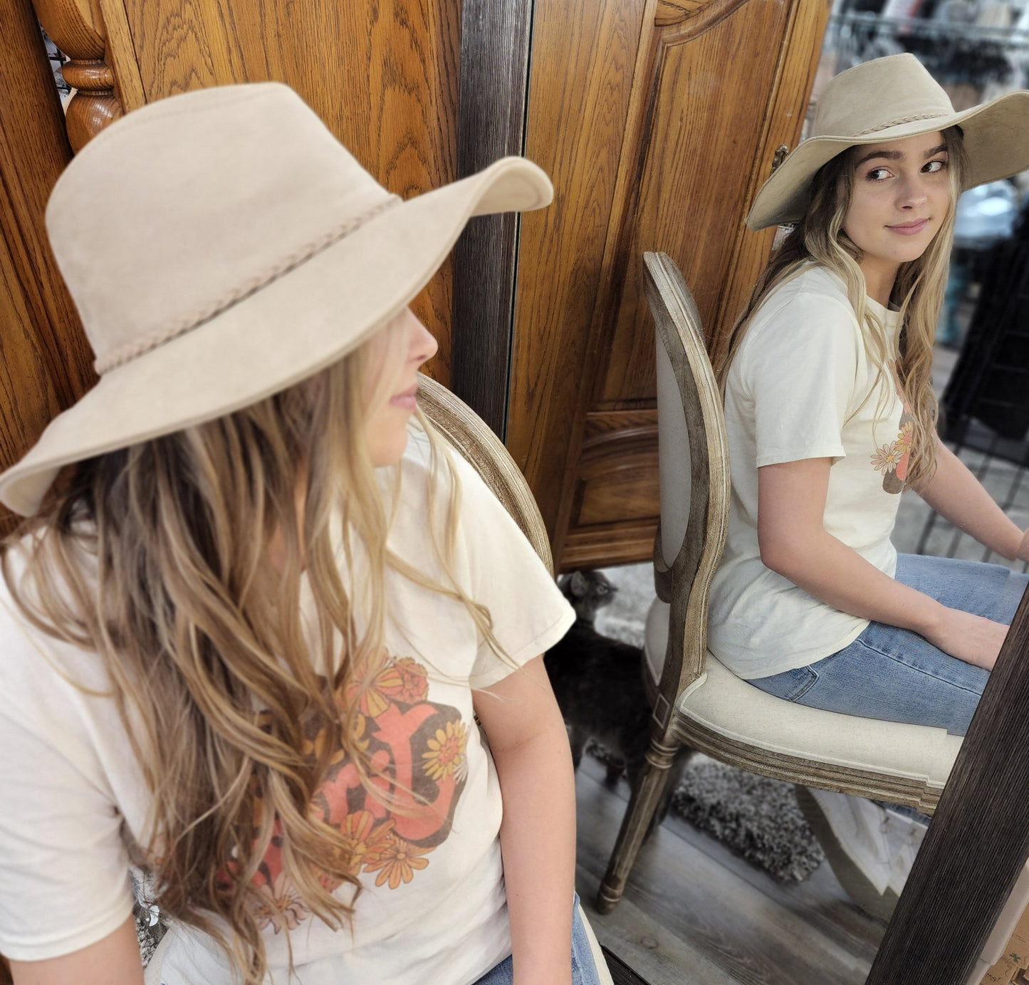 Kenze Panne Ivory Rancher Hat with Braided Band Ivy and Pearl Boutique