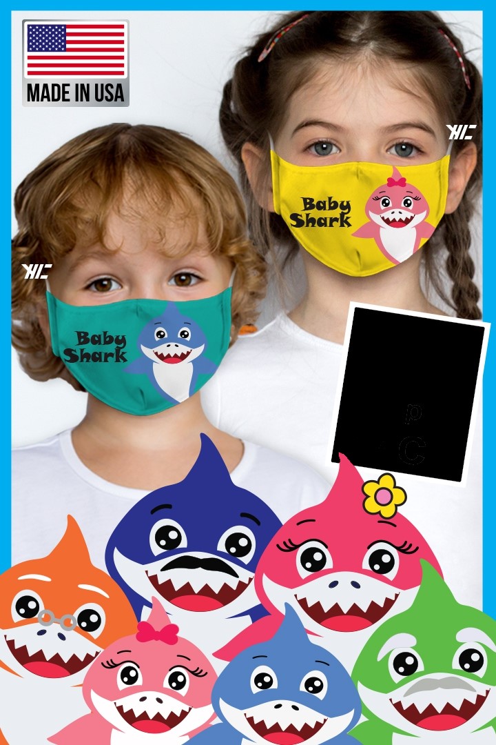 Kid's face mask - Baby Shark design washable mask Ivy and Pearl Boutique