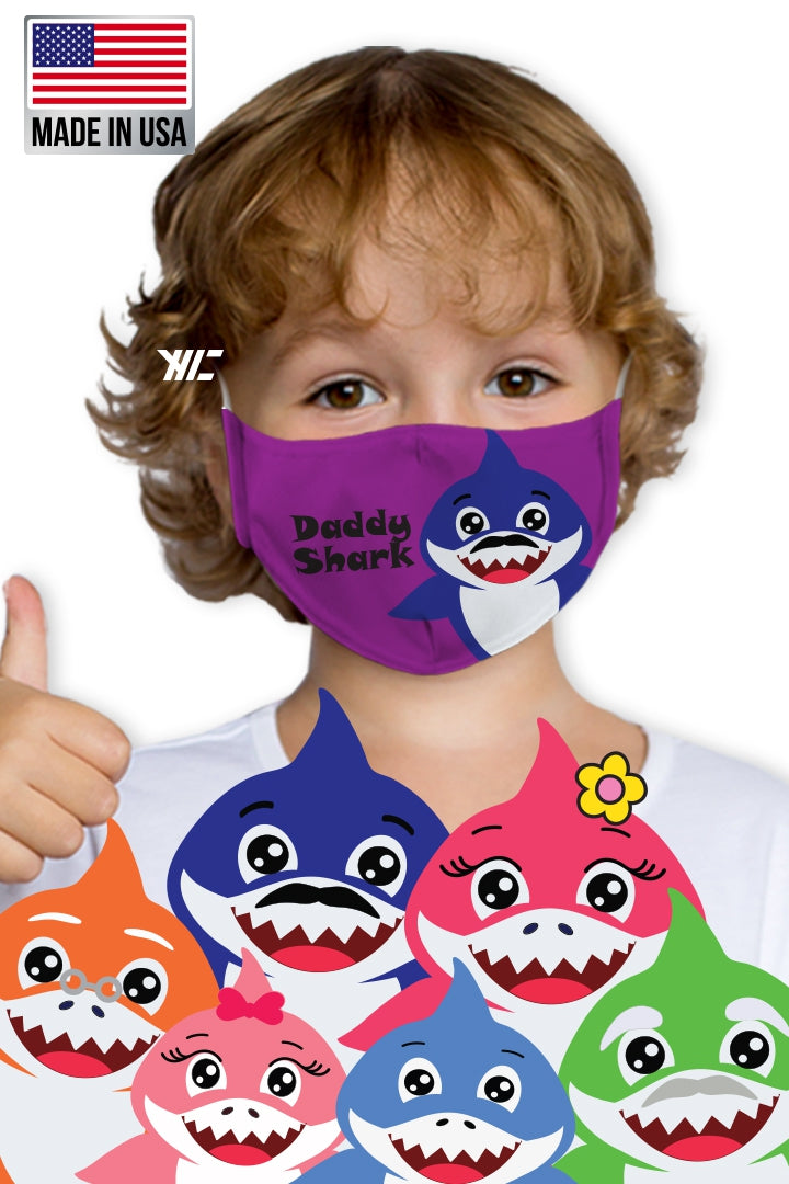 Kid's face mask - Baby Shark design washable mask Ivy and Pearl Boutique Daddy