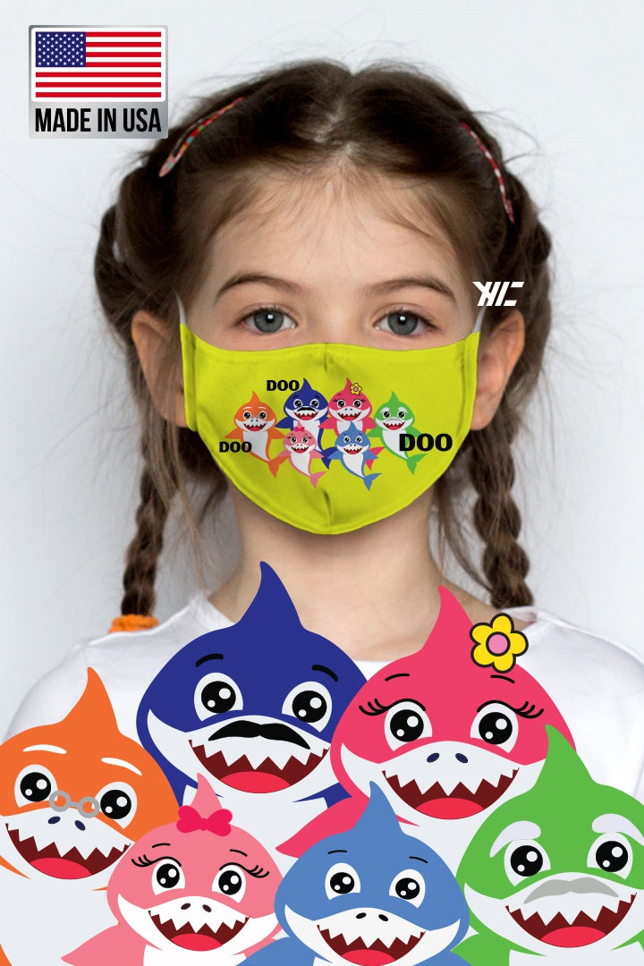 Kid's face mask - Baby Shark design washable mask Ivy and Pearl Boutique Doo Doo Doo