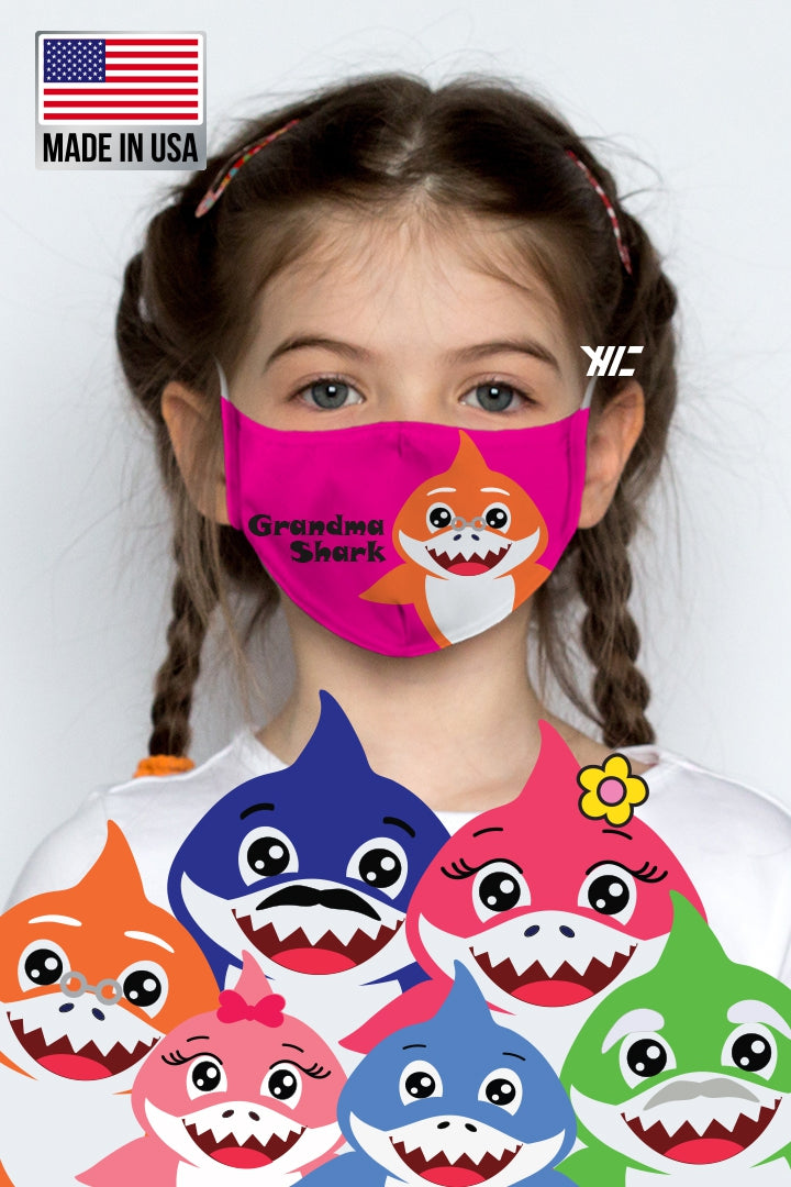 Kid's face mask - Baby Shark design washable mask Ivy and Pearl Boutique Grandma