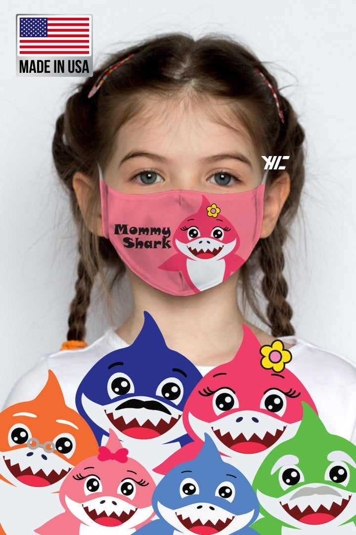 Kid's face mask - Baby Shark design washable mask Ivy and Pearl Boutique Mommy